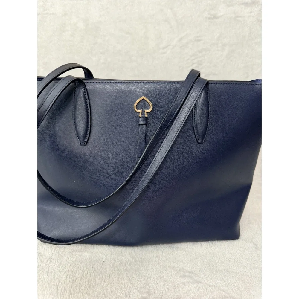 Kate Spade NWT'S  Adel Navy Blue Leather Large Zip Tote Handbag Purse $328